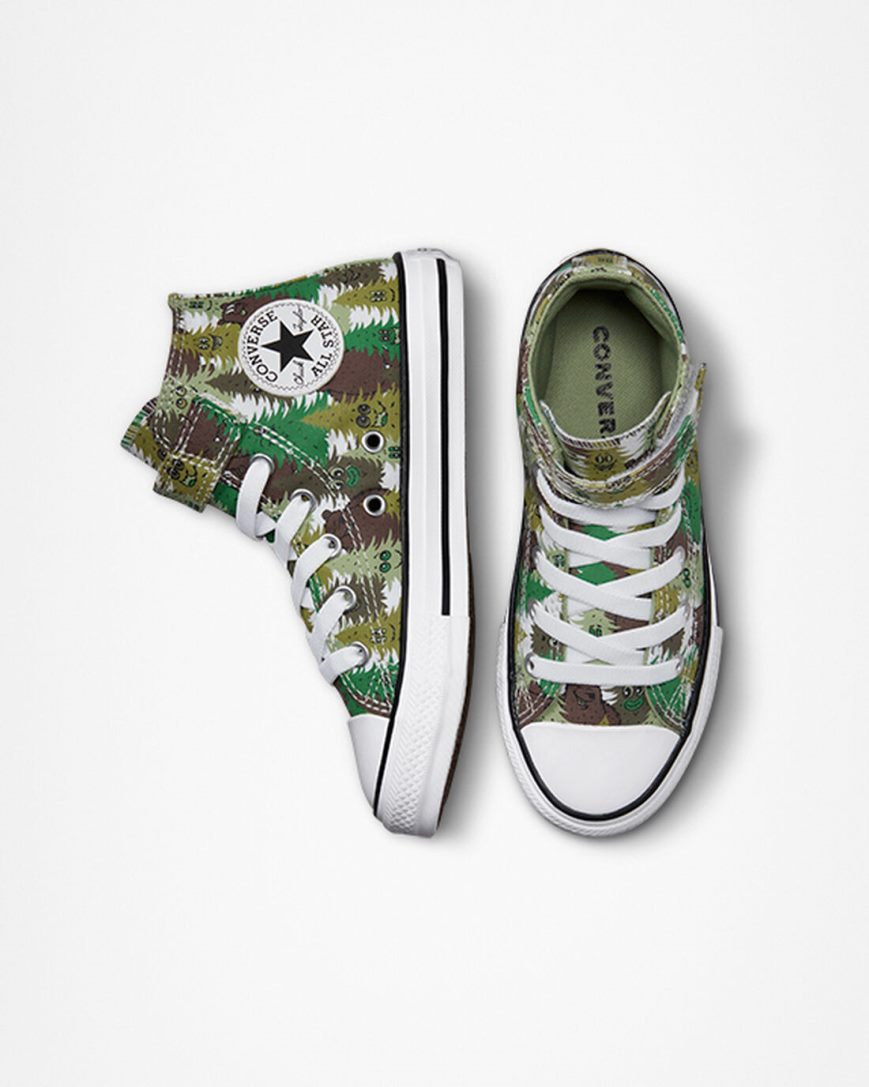 Boys' Converse Chuck Taylor All Star Easy-On Forest Camo High Top Shoes White / Green | AU 5C08EX